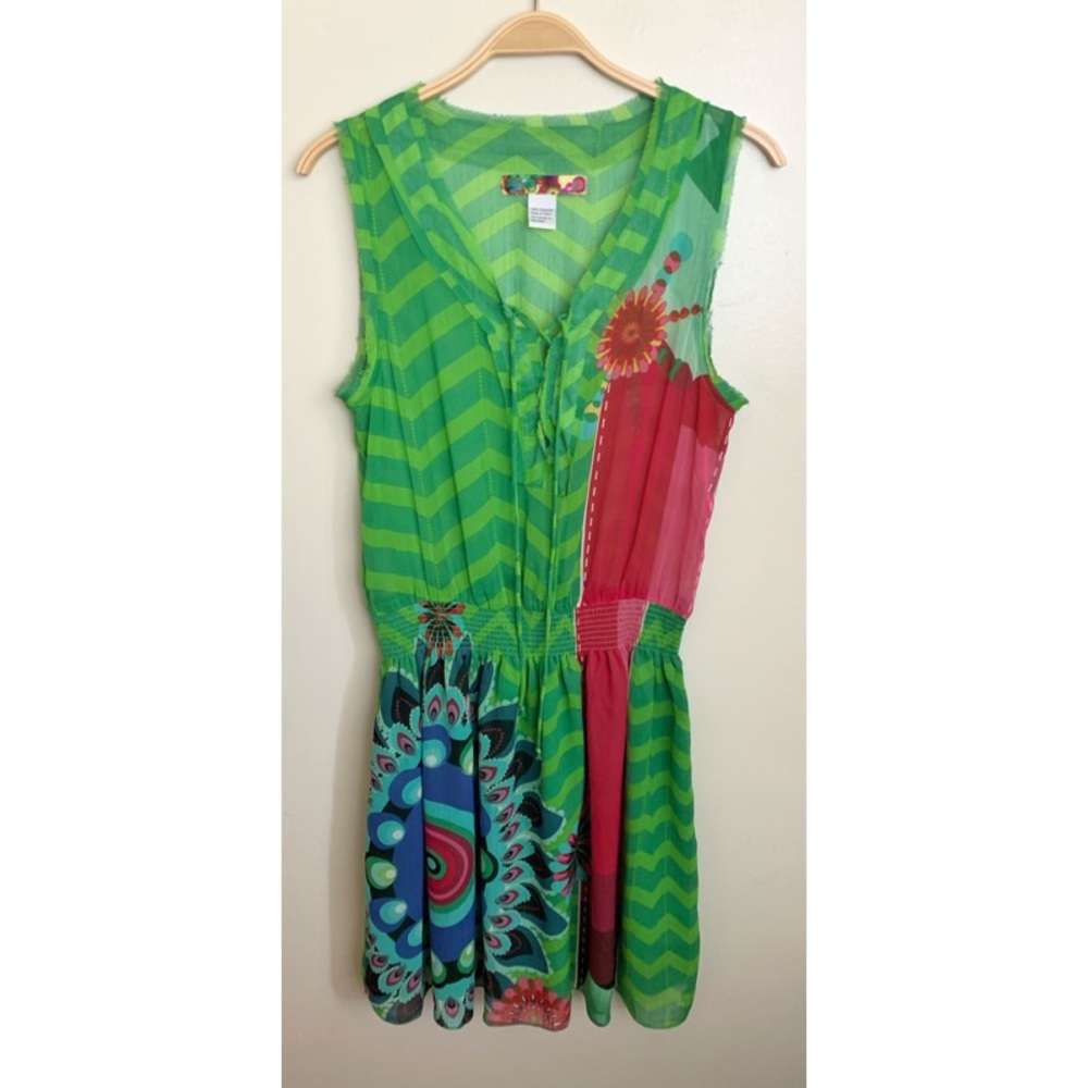 DESIGUAL | Damen Kleid Dress In Green w/ Designs - Picture 2 of 8